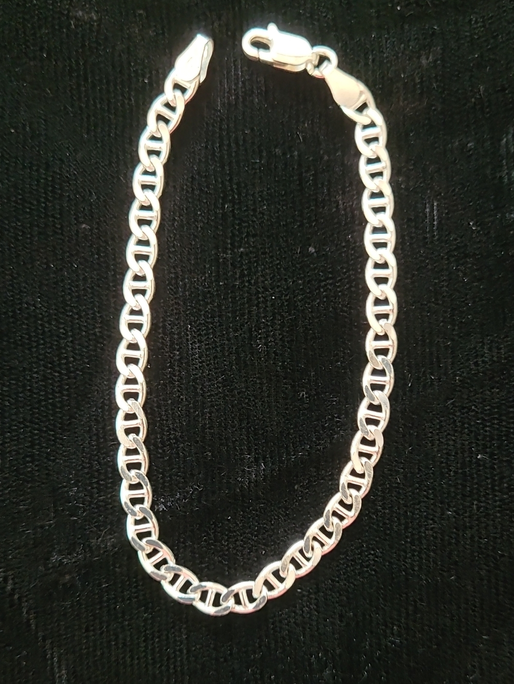 Vintage Italian HAN 925 Sterling Silver  Flat Mariner Anchor Link Bracelet